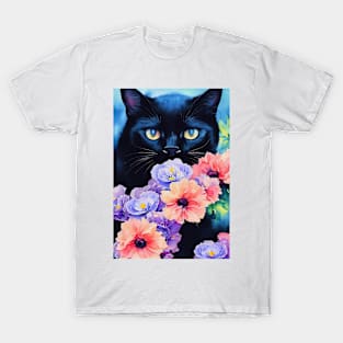 Watercolor black cat T-Shirt